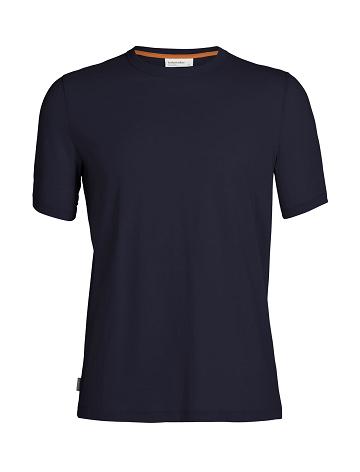 Pánské Tričko Icebreaker Tencel Bavlněné Krátké Sleeve Tmavě Blankyt | CZ 1752YXFU